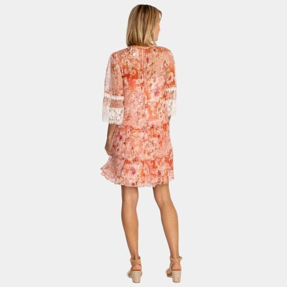 NWT Johnny Was Yours Truly 100% Silk Mini Dress Sz S Romantic Boho Lace Coquette - Picture 4 of 9